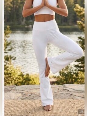 ALO Yoga White High-Waist Flare Yoga Pants